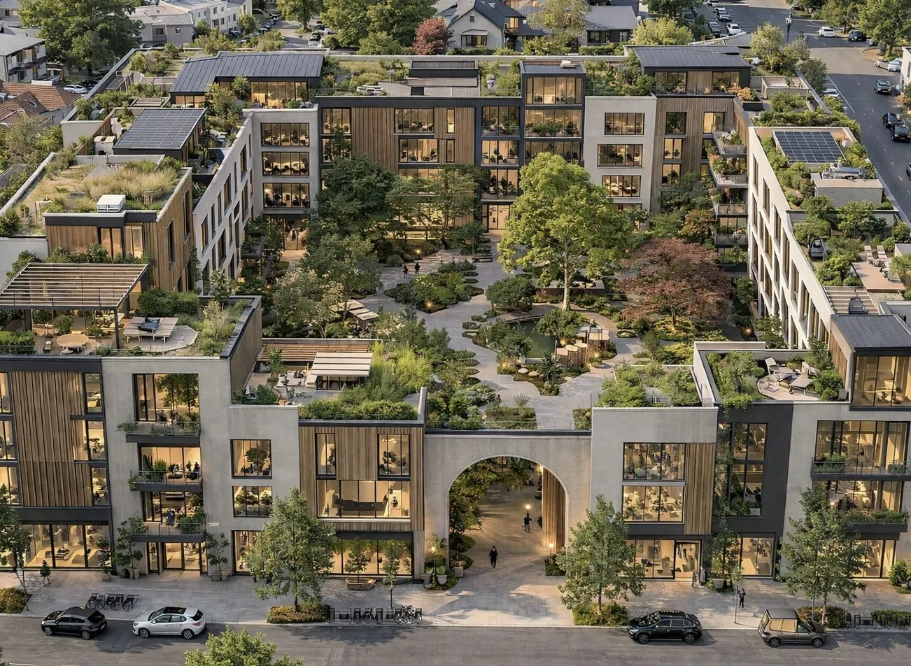 A courtyard block from above.